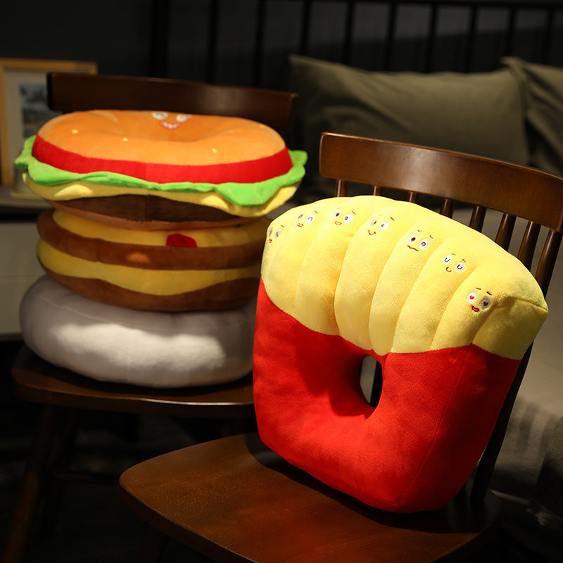 Creative Burger Fries Round Thickened Stool Butt Cushion