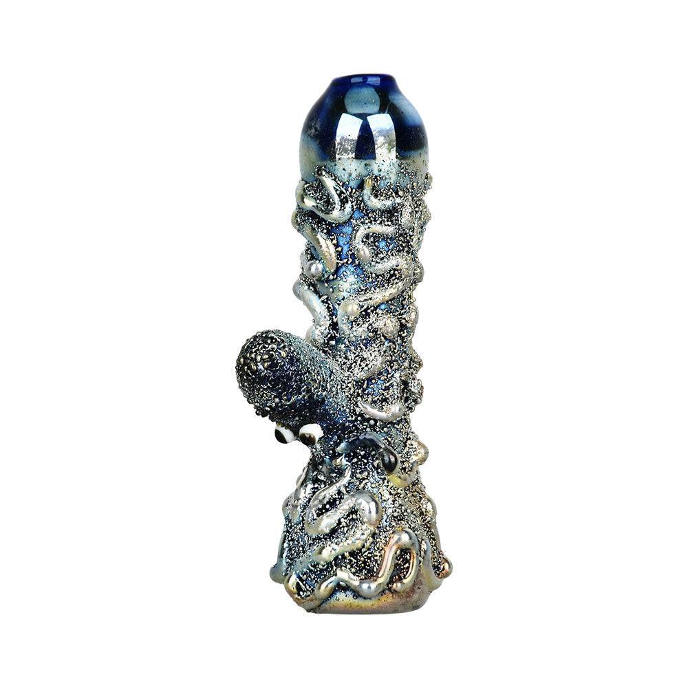 Chillum de vidrio galvanizado metálico Curious Kraken - 3.5"