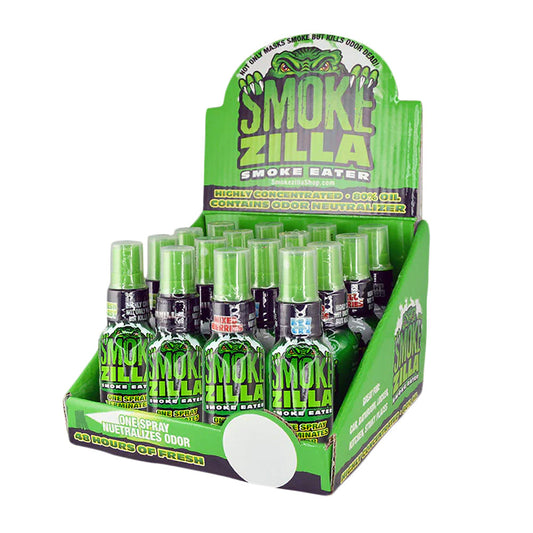 16pc Display - Smokezilla Smoke Eater Spray-30ml / Asst Fragrances - Smoke N’ Poke