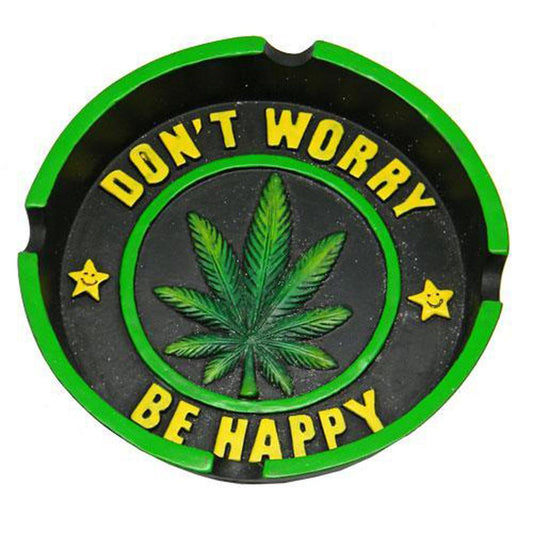 Don't Worry Be Happy Leaf Round Ashtrays - Smoke N’ Poke