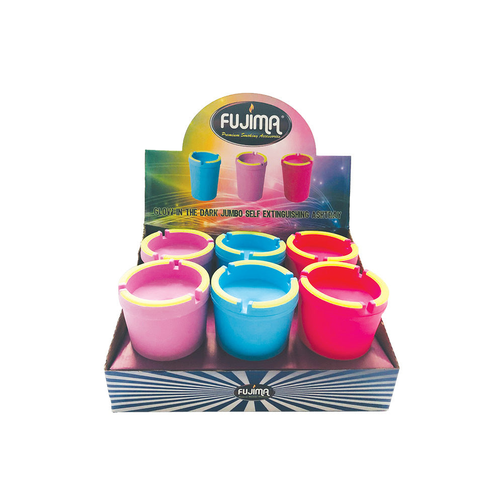 6PC DISPLAY - Fujima Jumbo Glow Extinguishing Ashtray - 5.2" / Assorted - Smoke N’ Poke