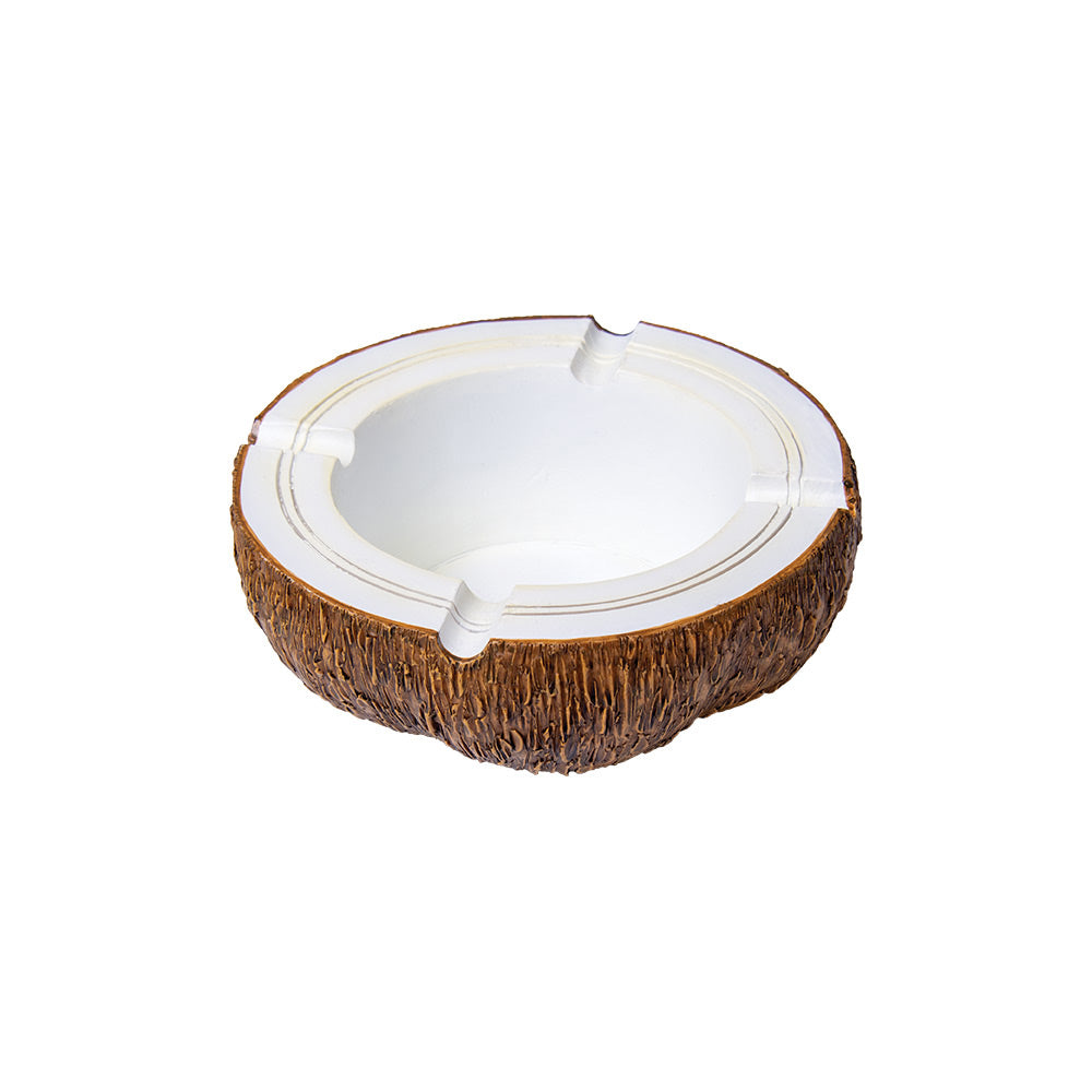 Coconut Shaped Polyresin Ashtray - 6" - Smoke N’ Poke