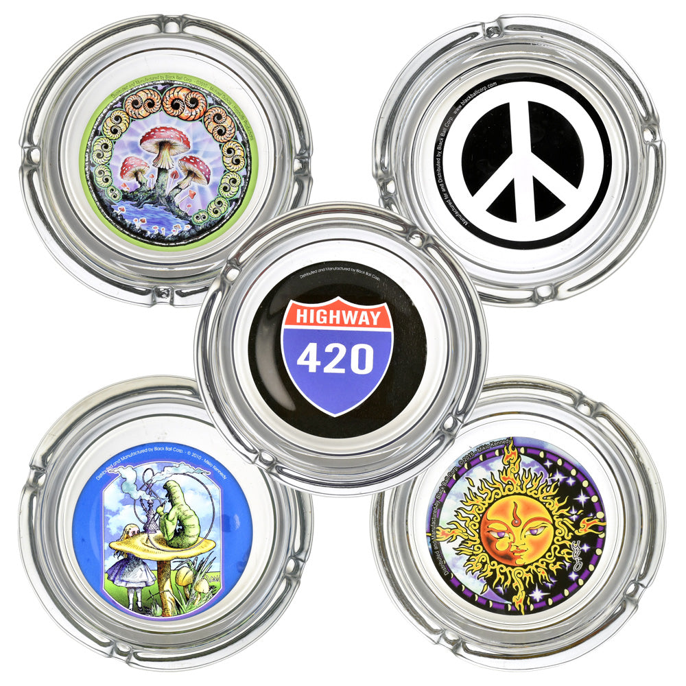 12PC BUNDLE - Glass Ashtrays - 4" / Assorted Designs