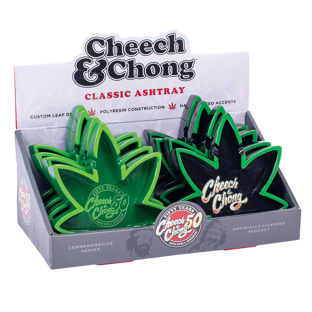 8PC DISP - Cenicero de hojas clásico Cheech &amp; Chong - 5.25"/Caja