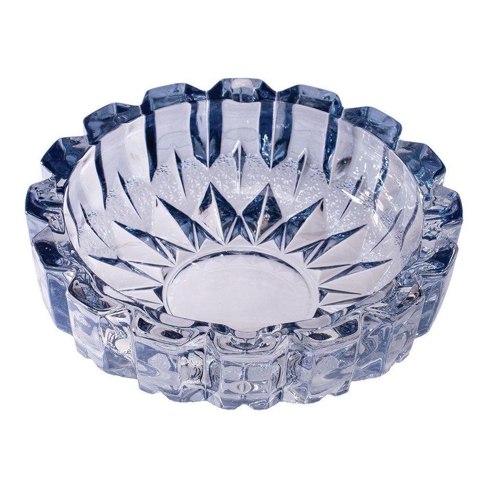 Fujima Exquisite Gem-cut Glass Ashtray - Blue / 7.5" - Smoke N’ Poke