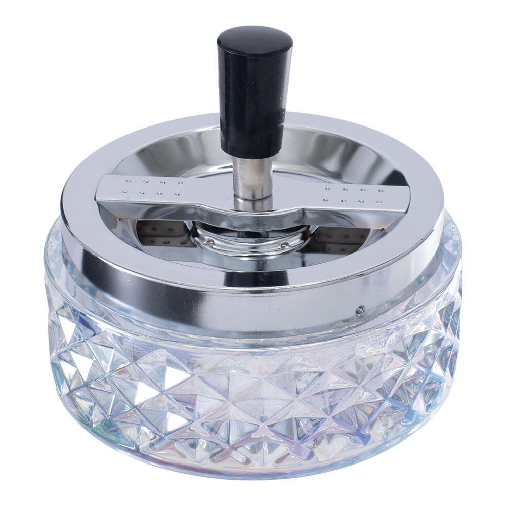 Fujima Gem-cut Glass Spinning Ashtray | 4.75" - Smoke N’ Poke