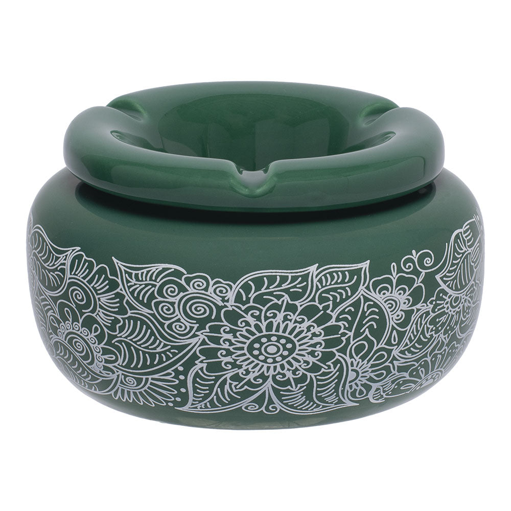 Fujima Moroccan Ceramic Ashtray - Green Floral / 5" - Smoke N’ Poke