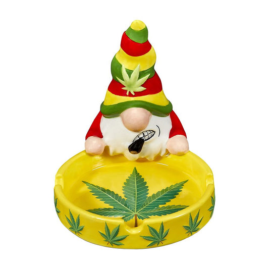 Smokin' Gnome Ceramic Ashtray - 6" x 4.5"