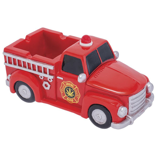 Fujima Red 420 Firetruck Polyresin Ashtray - 9"x4.9"