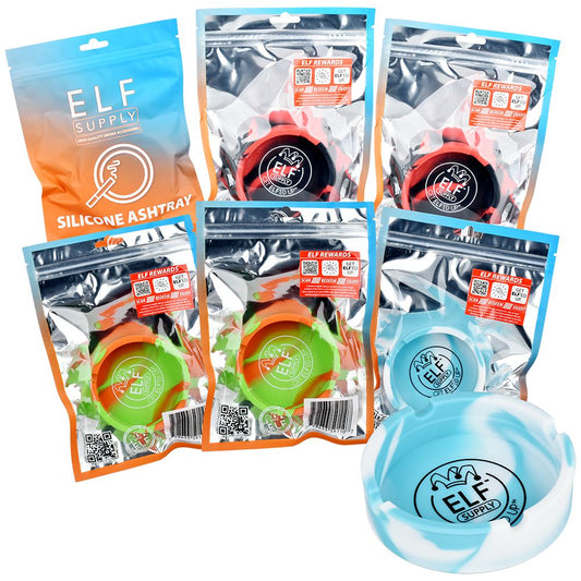 6CT BOX - ELF Supply Round Silicone Ashtray - 3.25" / Assorted Colors