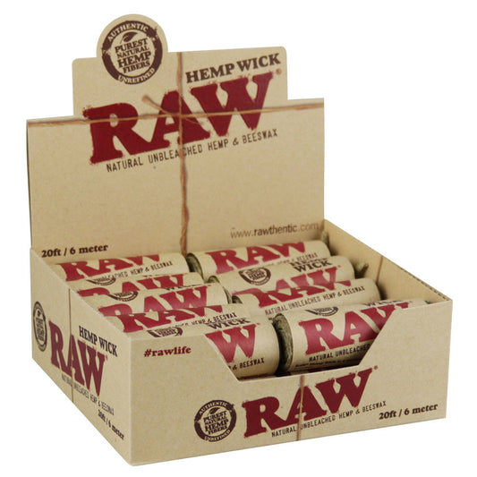 20PC DISPLAY - Raw Natural Hemp Wick Rolls - 20ft - Smoke N’ Poke