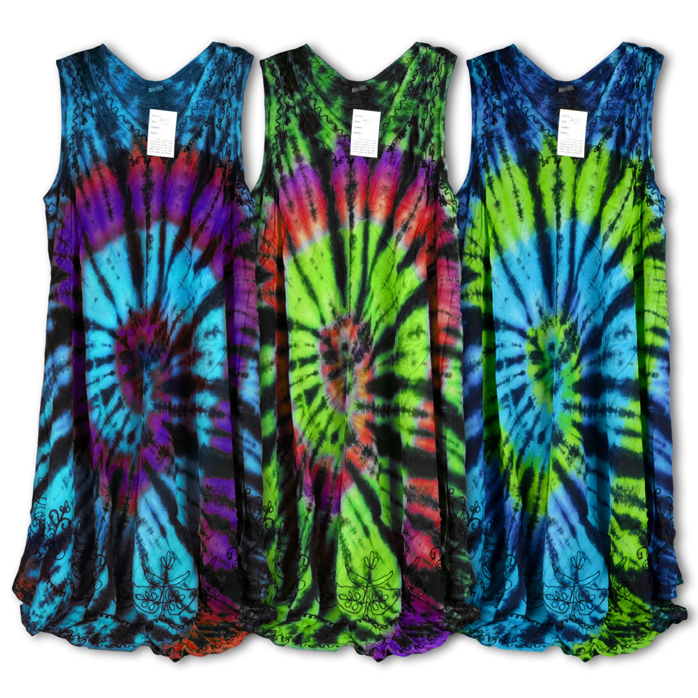 Spiral Tie Dye Dress - 41" / Viscose / Colors Vary - Smoke N’ Poke