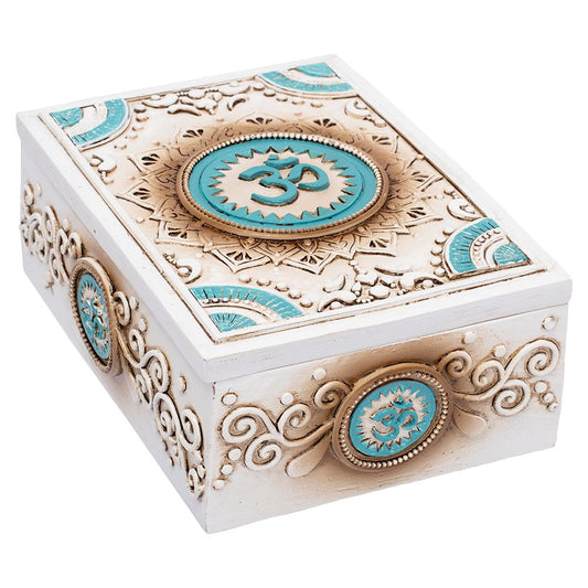 Fujima Om Symbol Tarot Polyresin Stash Box - 5.5"x4"