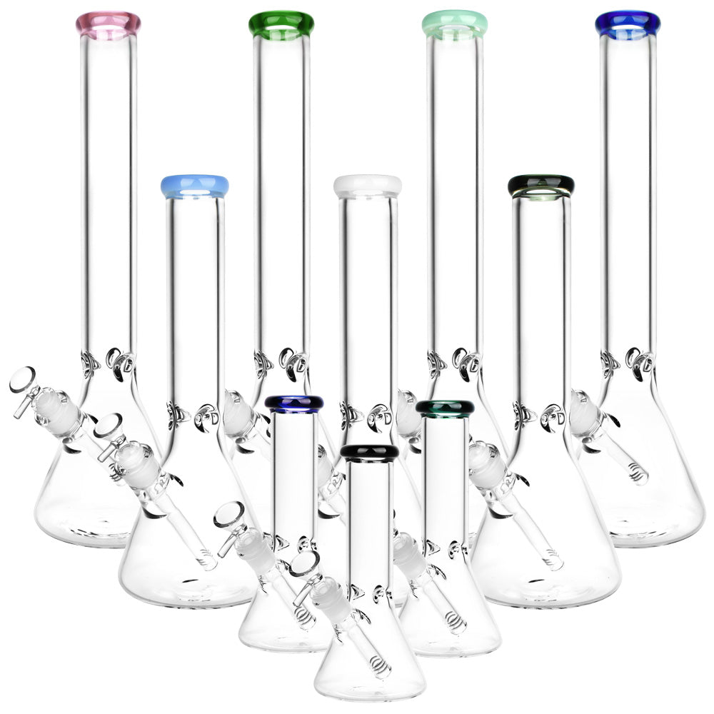 Classic Glass Beaker Light Water Pipe | 14mm F | Colors Vary - Smoke N’ Poke