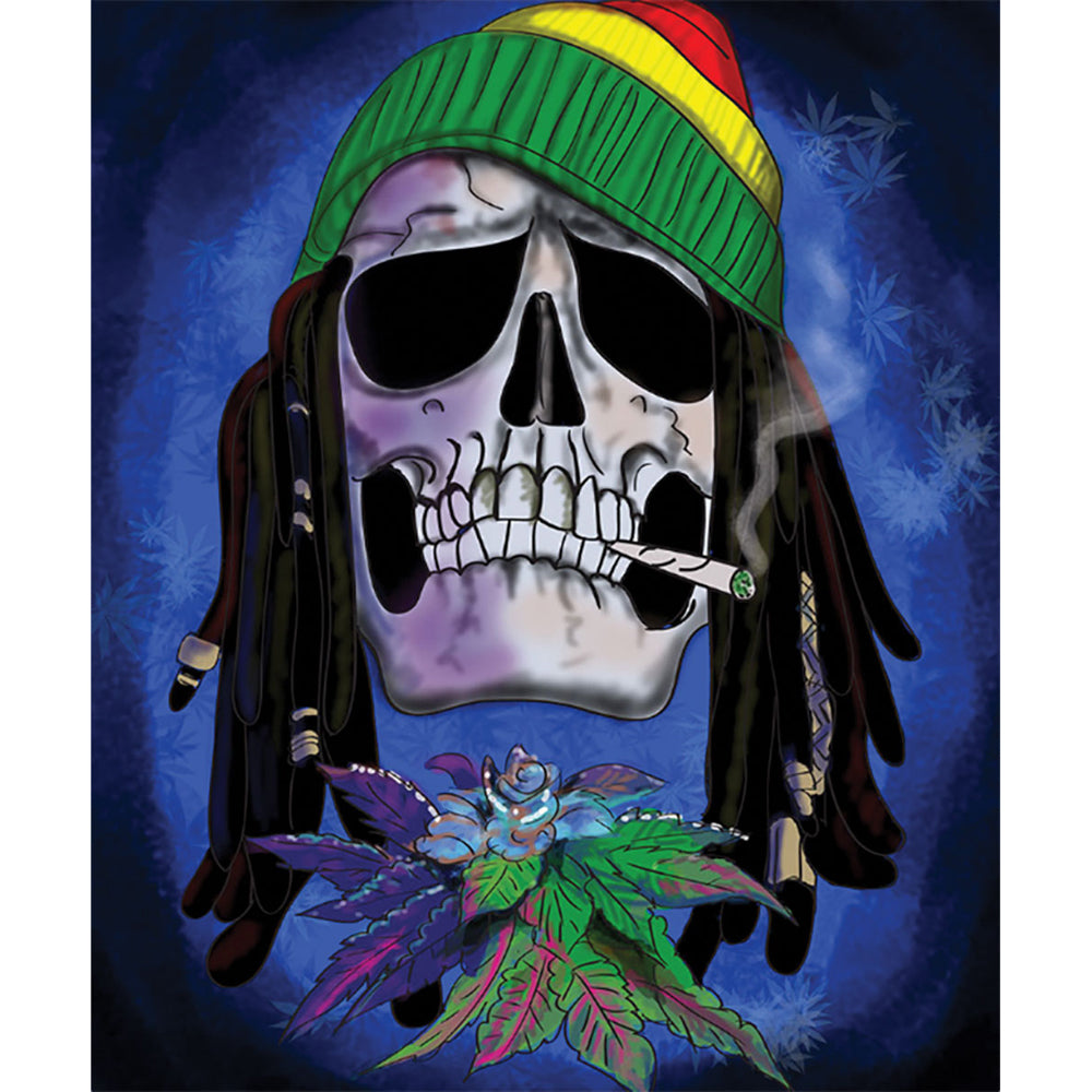 Rasta Skull Fleece Blanket - Smoke N’ Poke