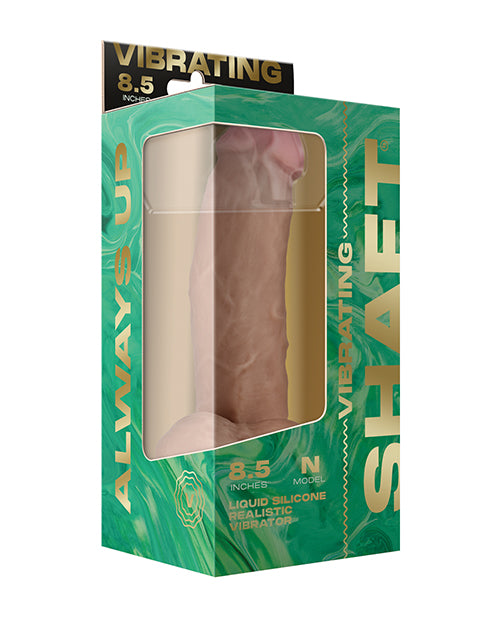 Shaft Flexskin Liquid Silicone 8.5" Vibrating Side Curve Dong w/Balls - Oak