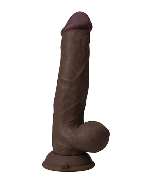 Shaft Flexskin Liquid Silicone 8.5" Vibrating Side Curve Dong w/Balls - Oak
