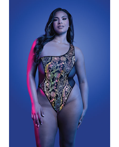 Luminescent Flash Reflective Floral Print Teddy - Black L/XL