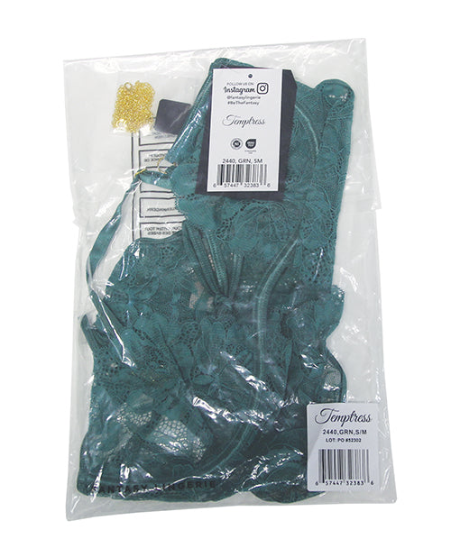 Temptress Aerin Lace Teddy W/Removable Chain - Green