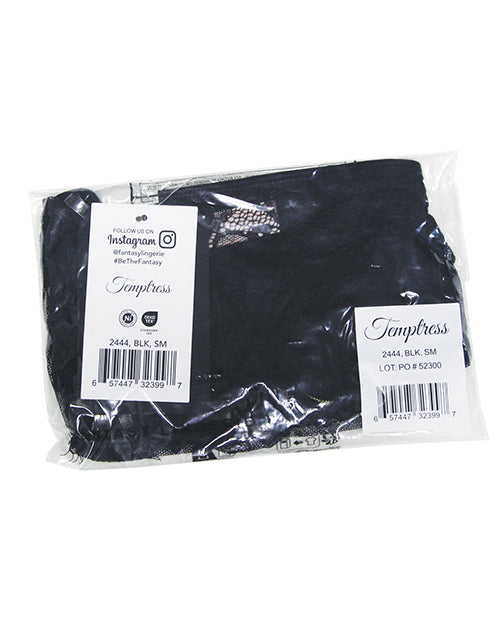 Temptress Vivienne Swiss Dot Mesh and Lace Crotchless Teddy - Black L/XL