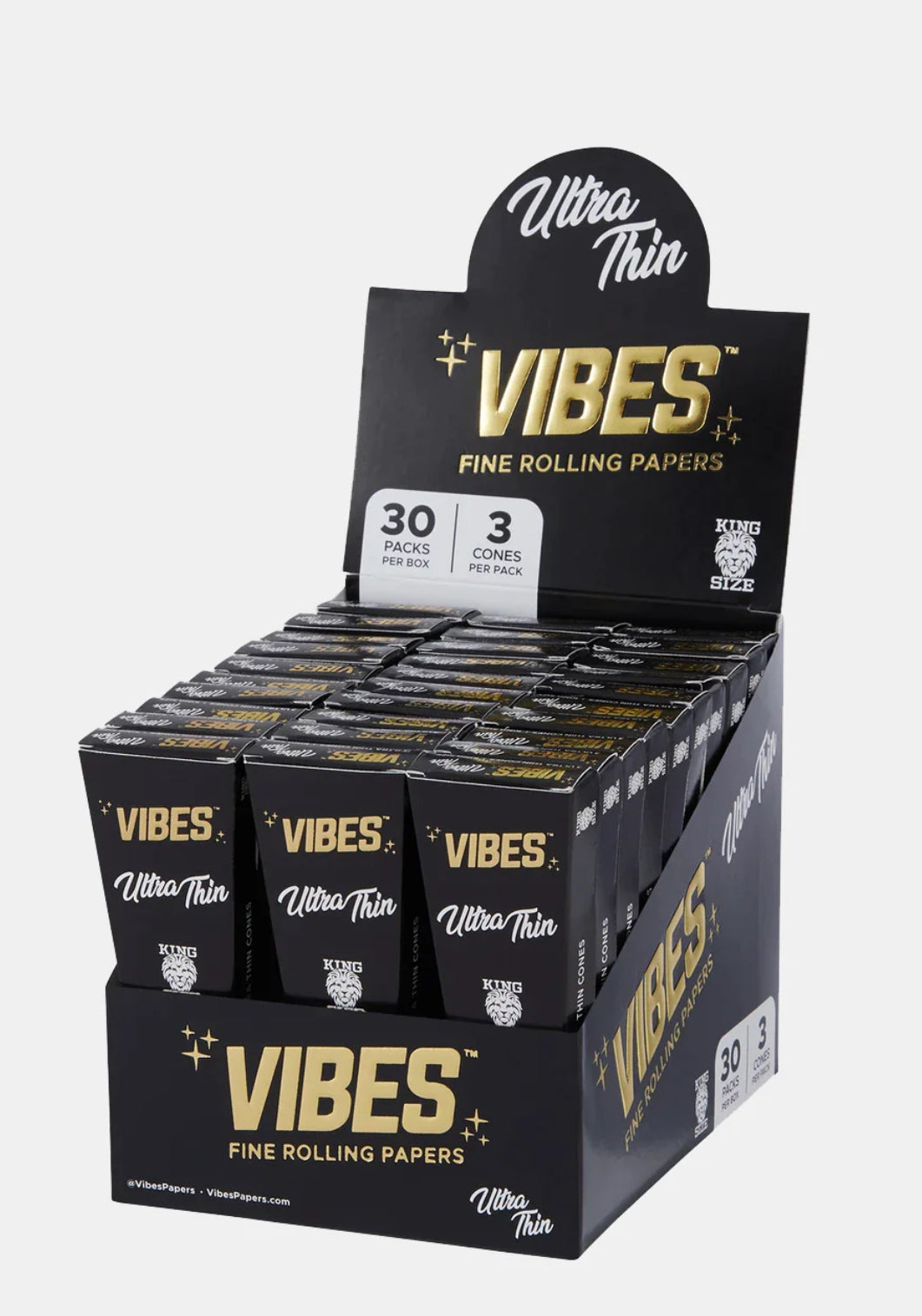 6 Pack of Ultra Thin Vibes King Size Cones - 18 Cones/6 Coffin Packs - Smoke N’ Poke