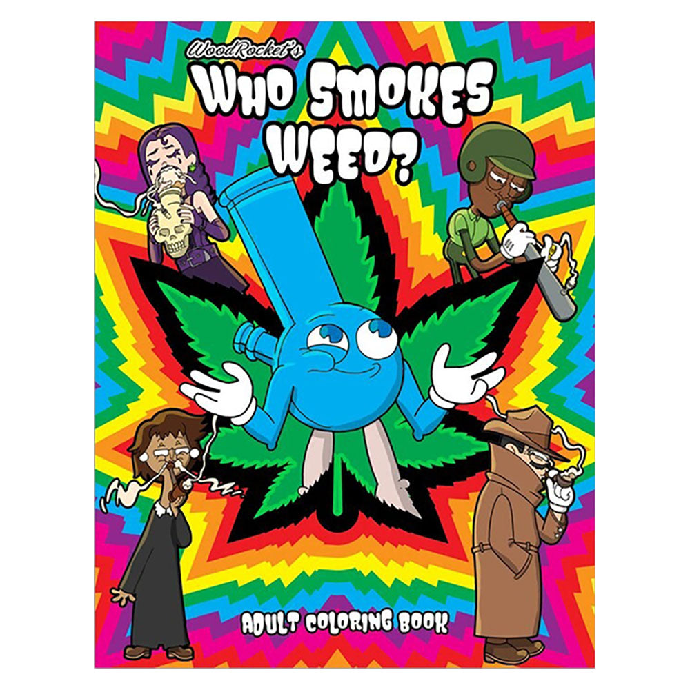 Wood Rocket Who Smokes Adult Coloring Book - 8.5"x11" - Smoke N’ Poke