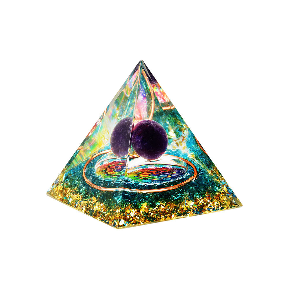 Purple Globe Orgonite Pyramid - 2.5" - Smoke N’ Poke