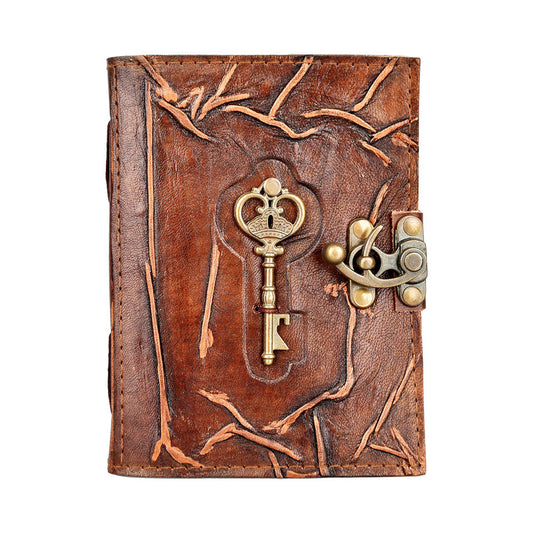 Key To the City Embossed Leather Journal w/ Metal Key Accent - 5"x7" - Smoke N’ Poke