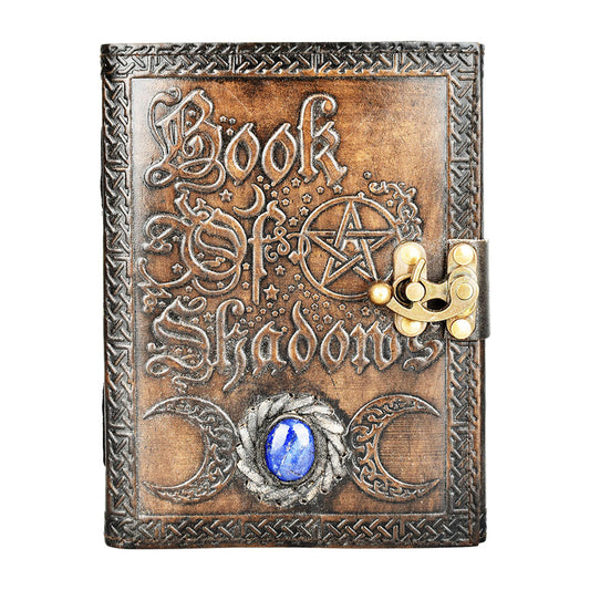 Book Of Shadows Embossed Leather Journal w/ Metal Closure - 6"x8" - Smoke N’ Poke