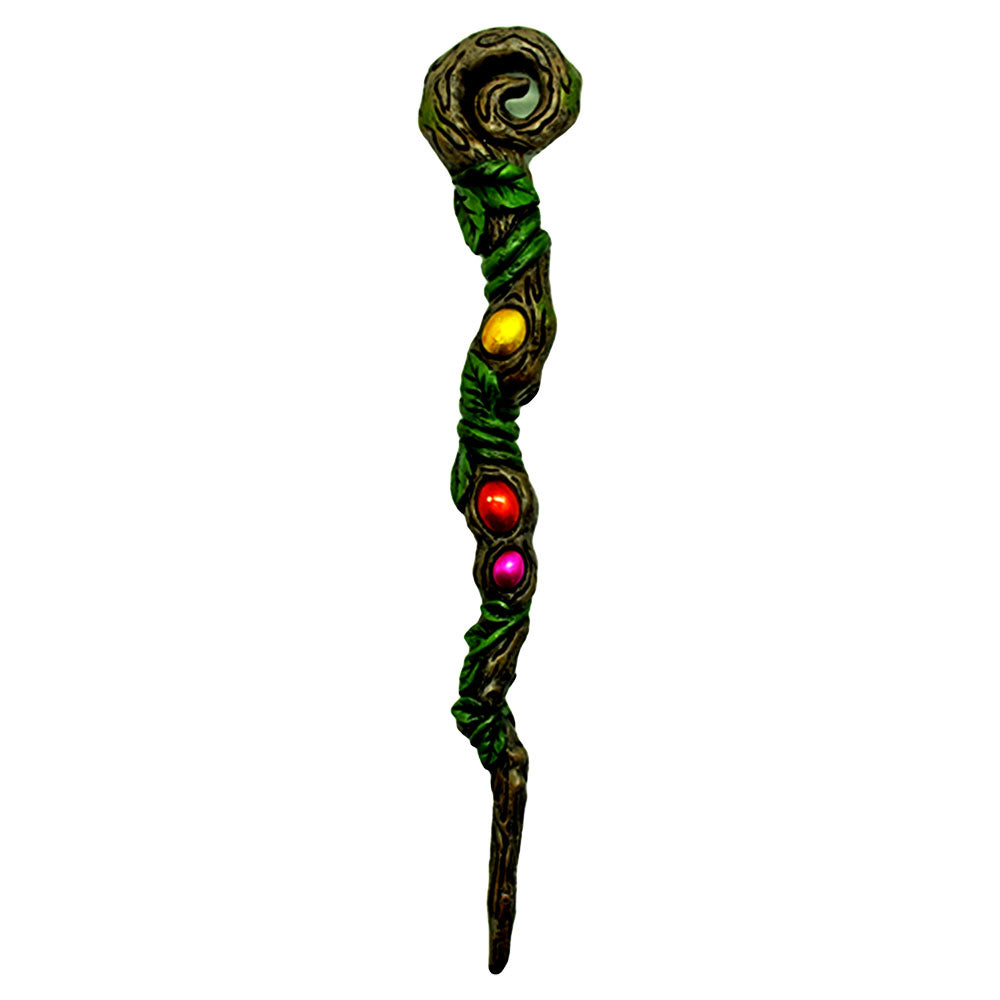 Gnarled Branch Magic Wand w/ Painted Stones - 9.5" - Smoke N’ Poke