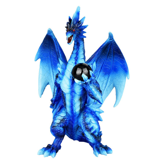 Orb-Wielding Dragon Guardian Decorative Resin Figurine - 7.5" - Smoke N’ Poke