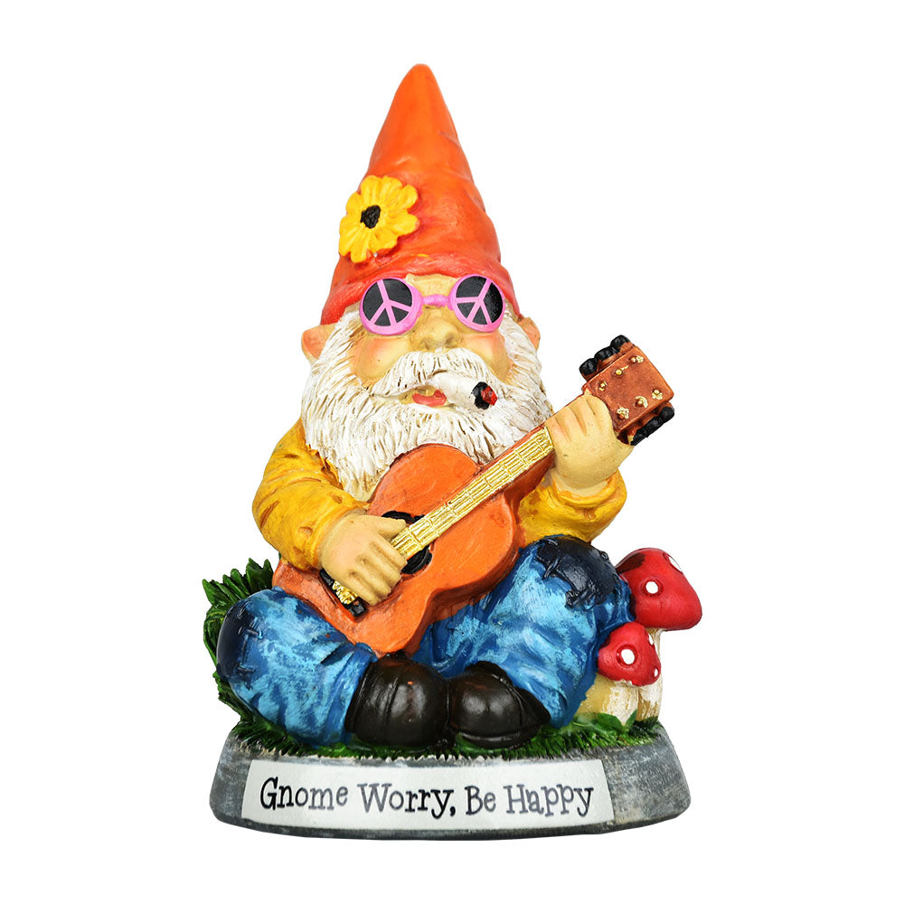 Gnome Worry Be Happy Resin Figurine - 4.5" - Smoke N’ Poke