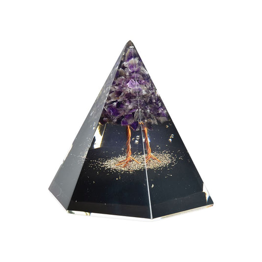 Mystical Tree Six Sided Orgonite Pyramid - 3.5"