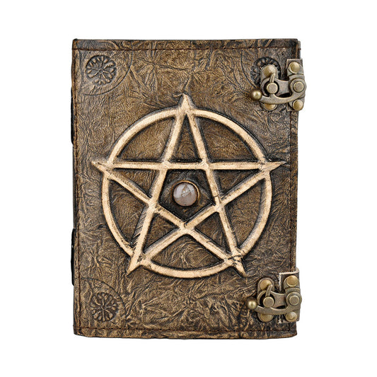 Pentagram Embossed Leather Journal w/ Metal Closure - 5" x 7" - Smoke N’ Poke