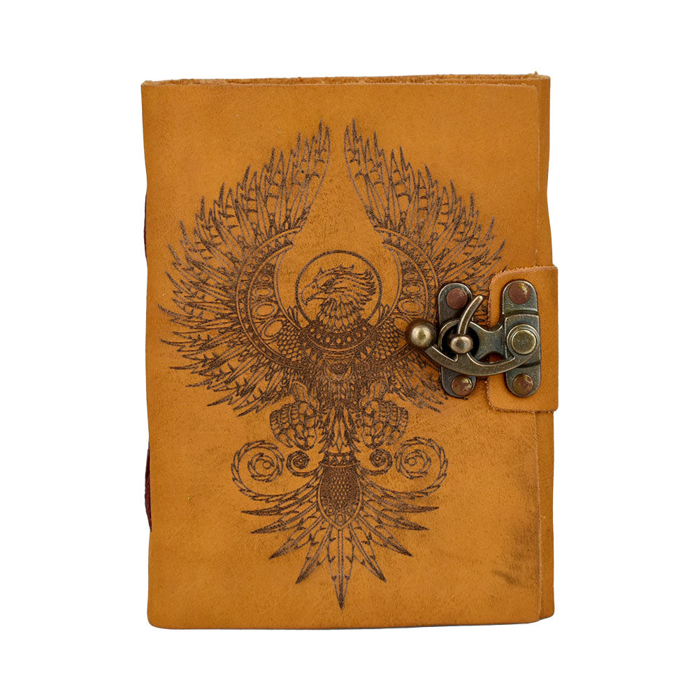 Phoenix Print Suede Journal w/ Metal Closure - 5" x 7" - Smoke N’ Poke