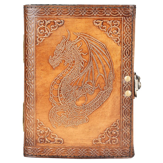 Ancient Dragon Protector Embossed Leather Journal - 7" x 5"