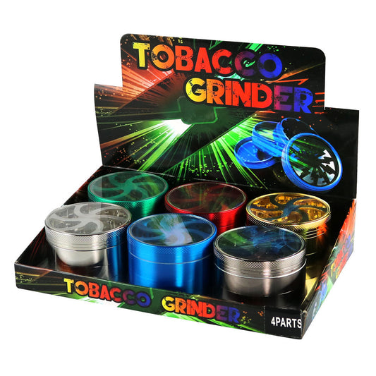 6PC DISPLAY - 4pc Aluminum Grinder - 2.5" - Assorted Colors - Smoke N’ Poke