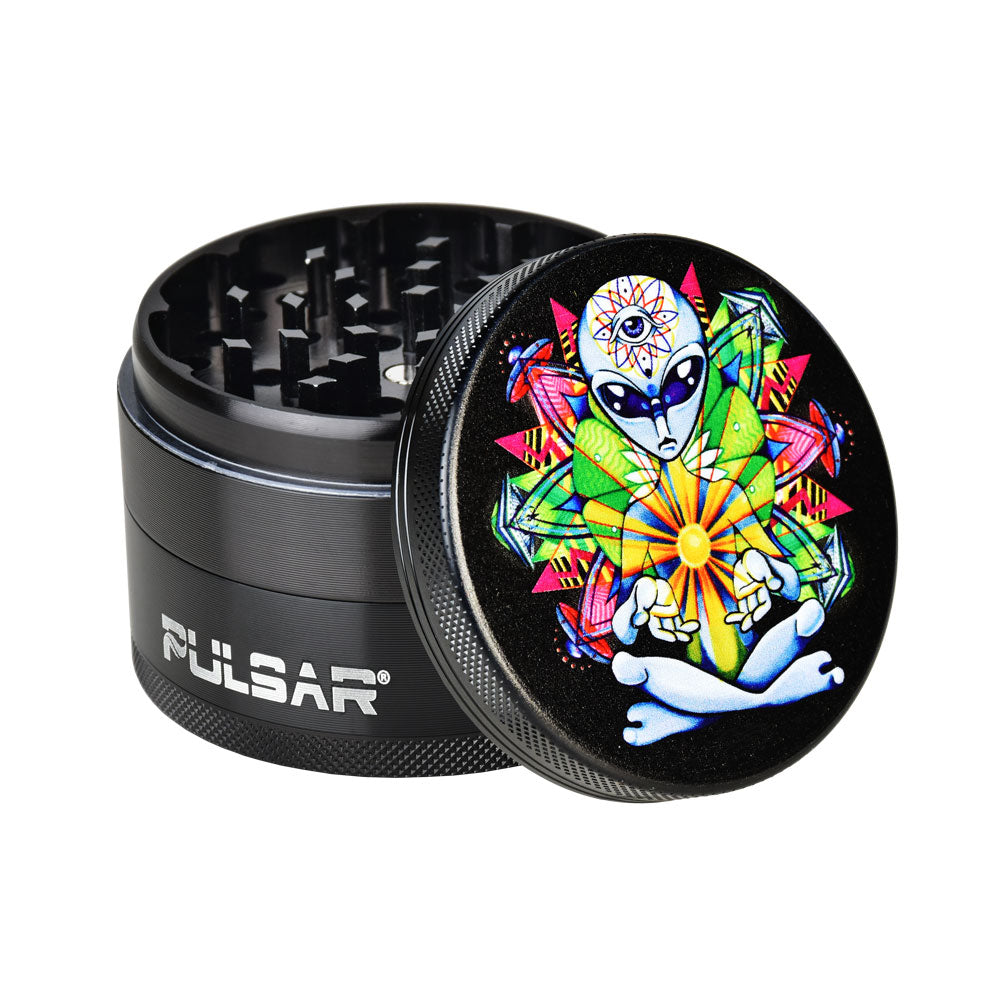 Pulsar Artist Series Metal Grinder | Amberly Downs Psychedelic Alien - Smoke N’ Poke