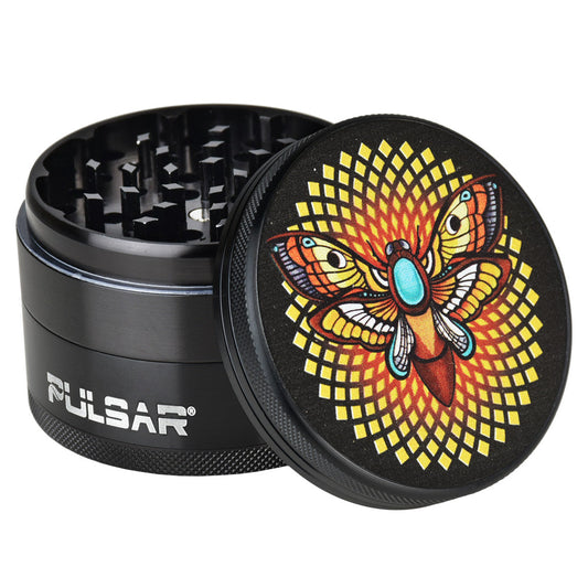 Pulsar Artist Series Grinder | Psychedelic Moth - Smoke N’ Poke