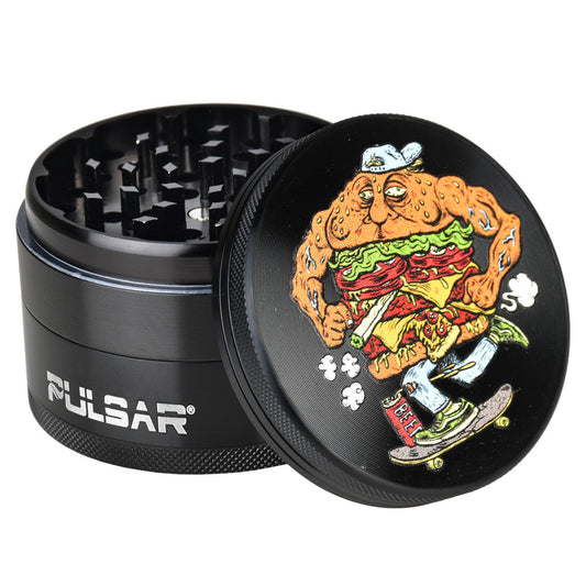 Pulsar Artist Series Grinder | Wooden Cyclops Skateburger - Smoke N’ Poke