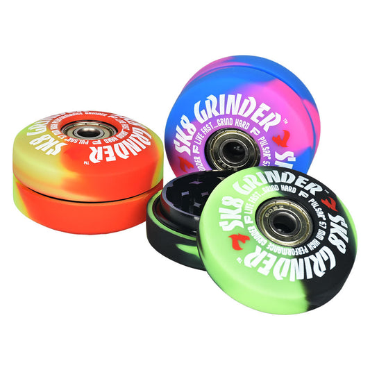 Pulsar SK8 Grinder | 3pc | 2.2"| Swirl Colors | 6pc Display - Smoke N’ Poke