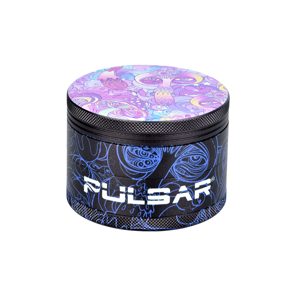 Pulsar Design Series Grinder with Side Art - Melting Mushroom / 4pc / 2.5" - Smoke N’ Poke