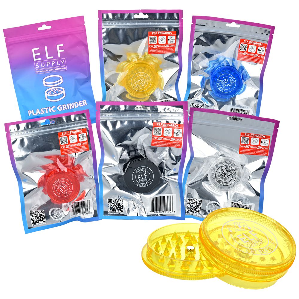 6CT BOX - ELF Supply Plastic Grinder - 2" / 2pc / Assorted Colors