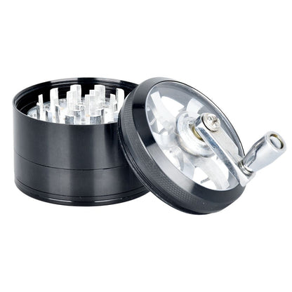 Piranha RETRO Clear Crank Top Aluminum Grinder | 4pc | 2.5"