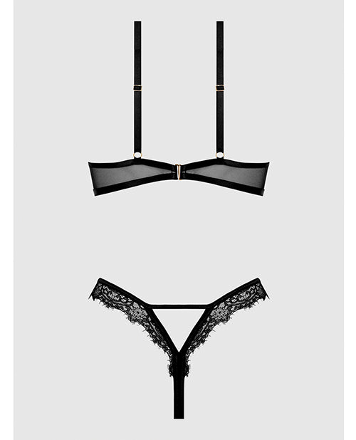 Nadia Lace & Mesh Cutout Teddy - Black LG
