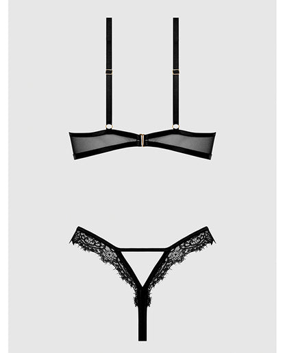 Nadia Lace & Mesh Cutout Teddy - Black LG