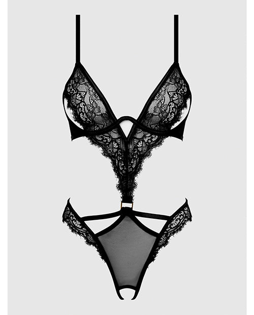 Nadia Lace & Mesh Cutout Teddy - Black MD