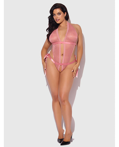 Kiki Lace & Satin Drop Off Teddy - Rose SM