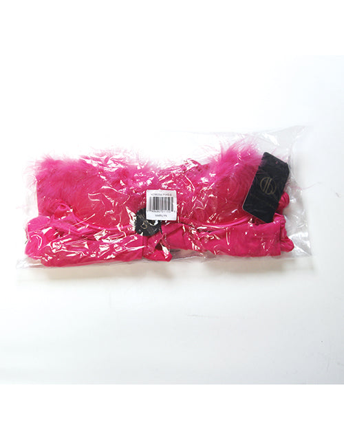 Marilyn Marabou & Mesh Babydoll & G-String Set - Pink 3X/4X