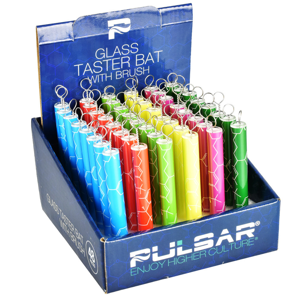 48PC DISP - Pulsar Glass Taster Bat - 4"/THC Molecule/Asst